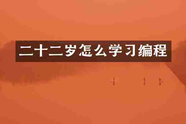 二十二岁怎么学习编程