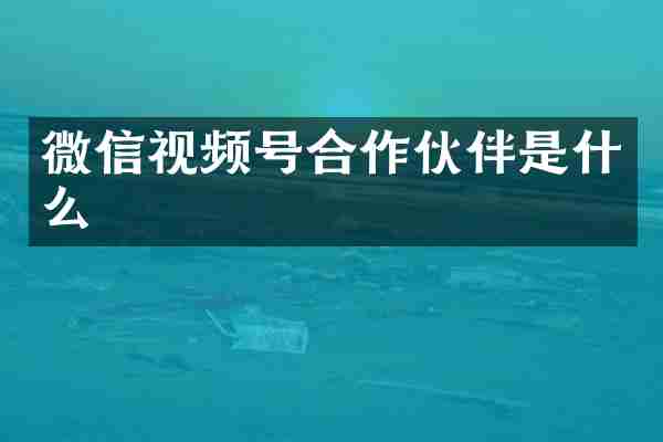 微信视频号合作伙伴是什么