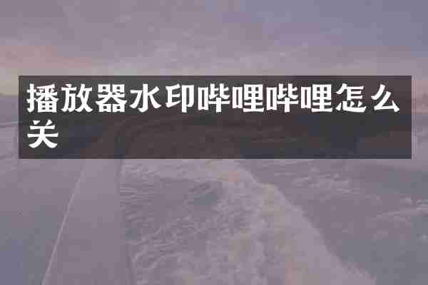 播放器水印哔哩哔哩怎么关