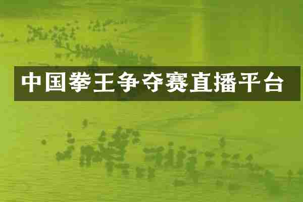 中国拳王争夺赛直播平台