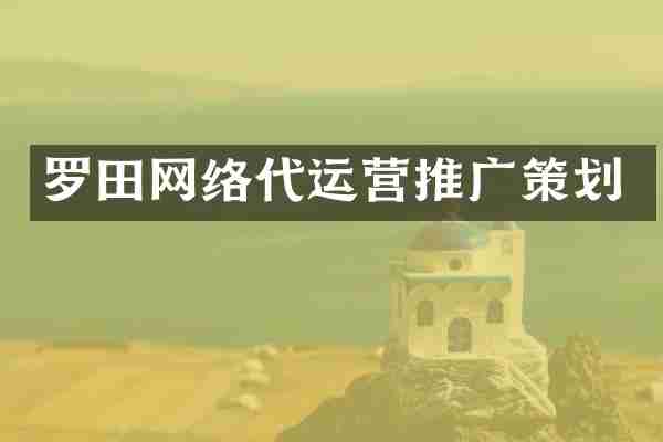 罗田网络代运营推广策划