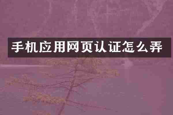 手机应用网页认证怎么弄