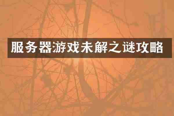 服务器游戏未解之谜攻略
