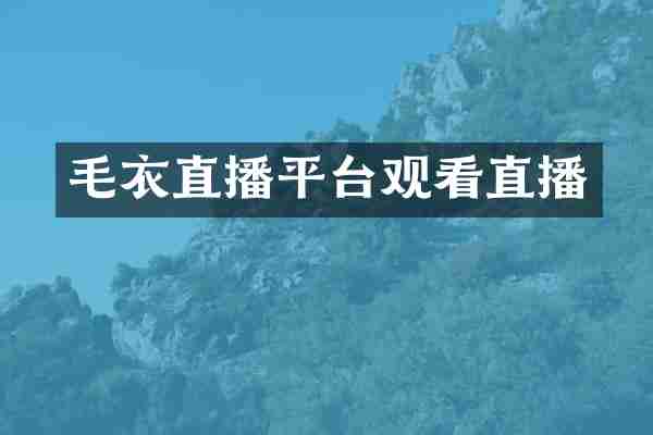毛衣直播平台观看直播