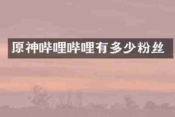 原神哔哩哔哩有多少粉丝