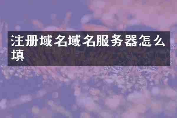 注册域名域名服务器怎么填
