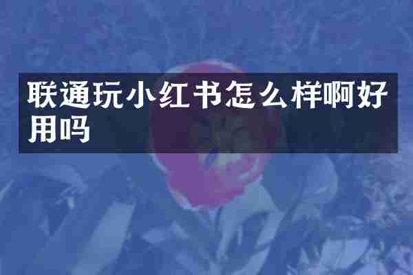 联通玩小红书怎么样啊好用吗