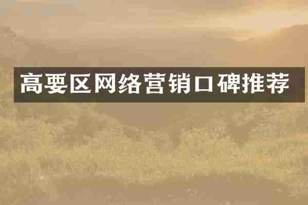高要区网络营销口碑推荐