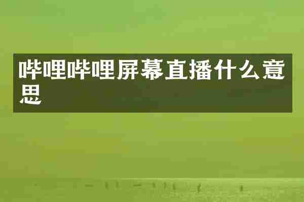 哔哩哔哩屏幕直播什么意思