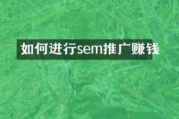 如何进行sem推广赚钱