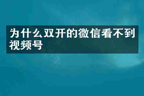为什么双开的微信看不到视频号