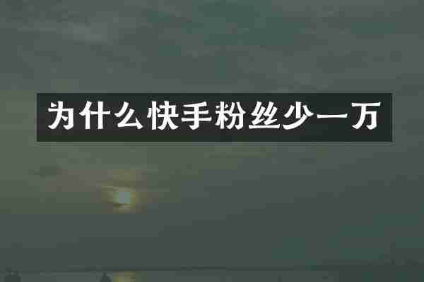 为什么快手粉丝少一万