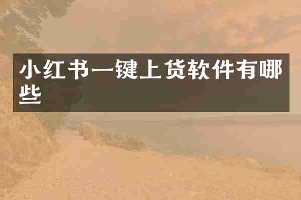 小红书一键上货软件有哪些