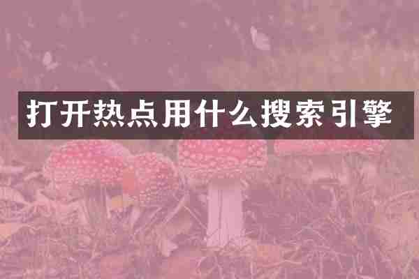 打开热点用什么搜索引擎