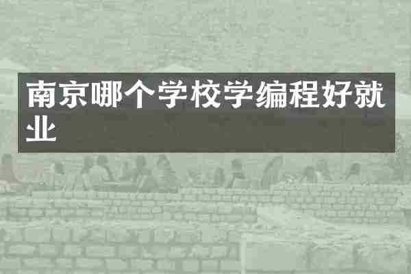 南京哪个学校学编程好就业