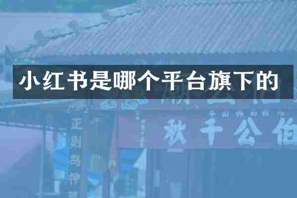 小红书是哪个平台旗下的