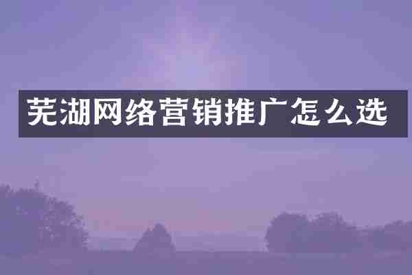 芜湖网络营销推广怎么选