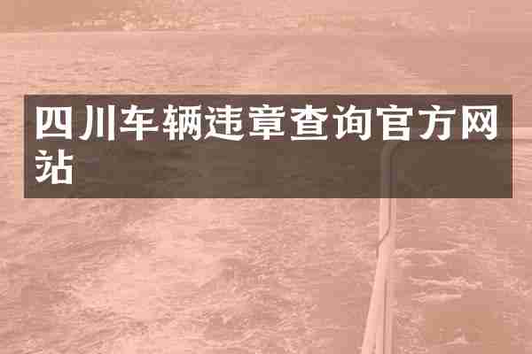 四川车辆违章查询官方网站