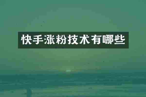 快手涨粉技术有哪些