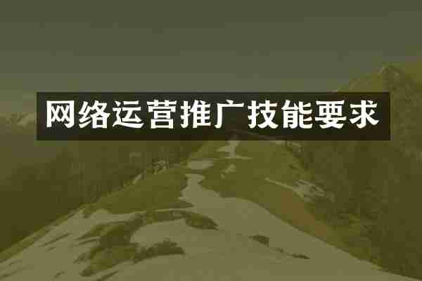 网络运营推广技能要求