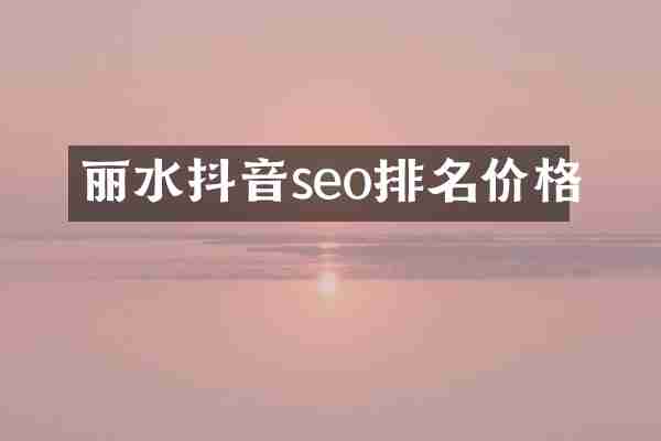 丽水抖音seo排名价格