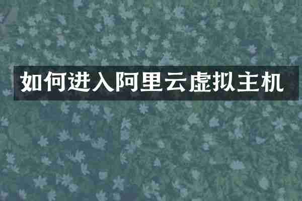 如何进入阿里云虚拟主机