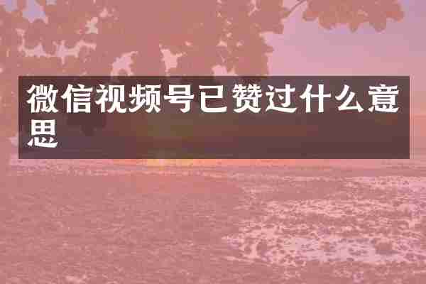 微信视频号已赞过什么意思