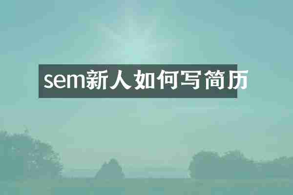 sem新人如何写简历