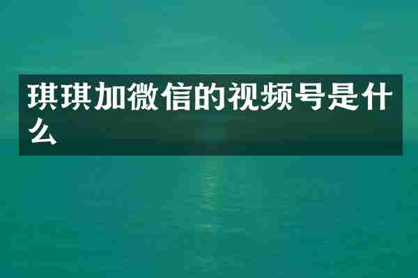 琪琪加微信的视频号是什么