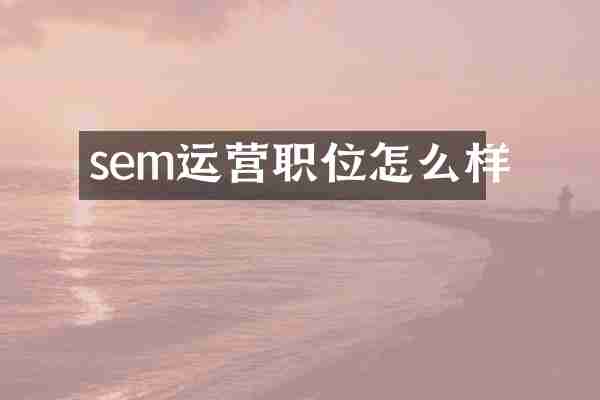 sem运营职位怎么样