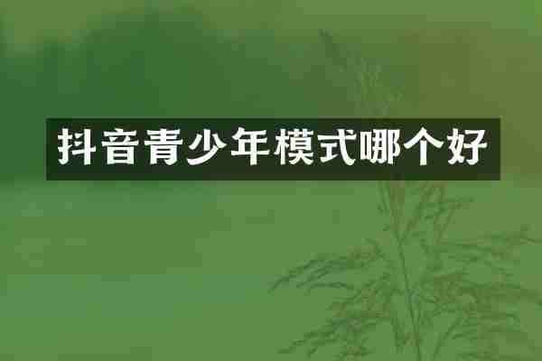 抖音青少年模式哪个好