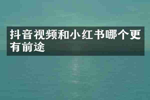 抖音视频和小红书哪个更有前途