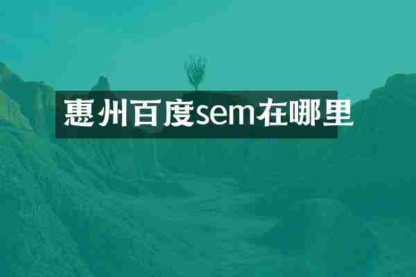 惠州百度sem在哪里