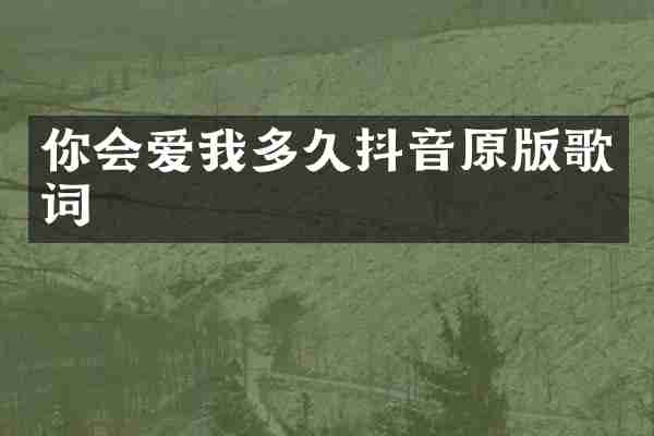 你会爱我多久抖音原版歌词