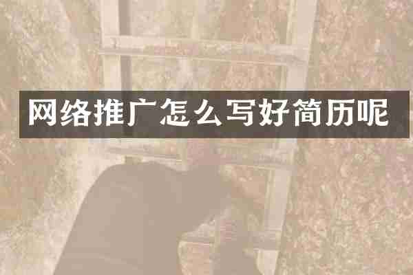 网络推广怎么写好简历呢