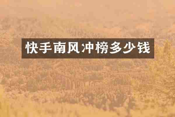 快手南风冲榜多少钱