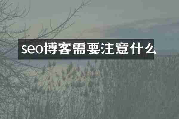 seo博客需要注意什么