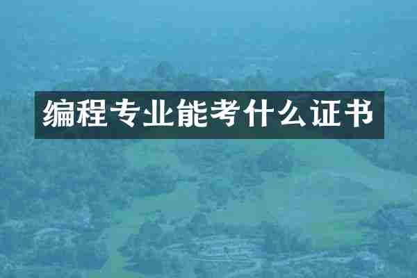 编程专业能考什么证书