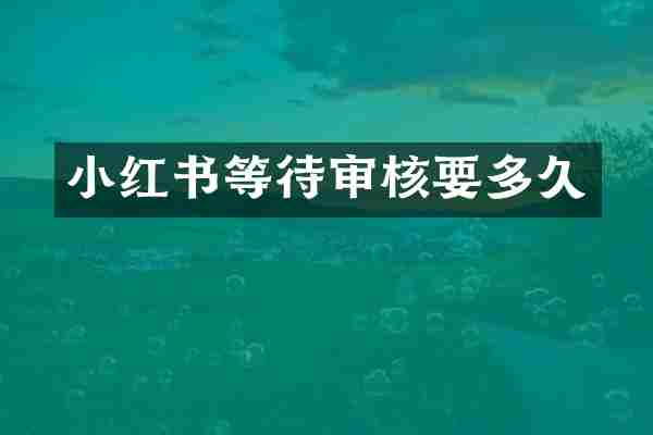 小红书等待审核要多久