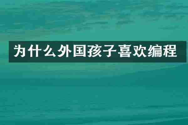为什么外国孩子喜欢编程