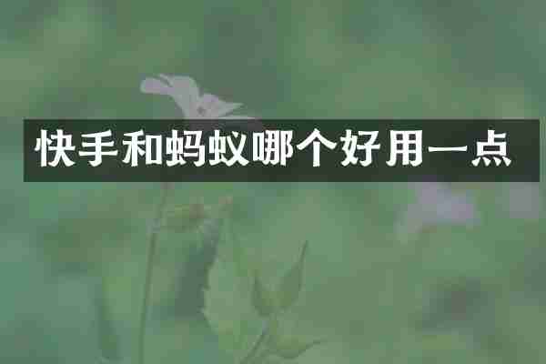 快手和蚂蚁哪个好用一点