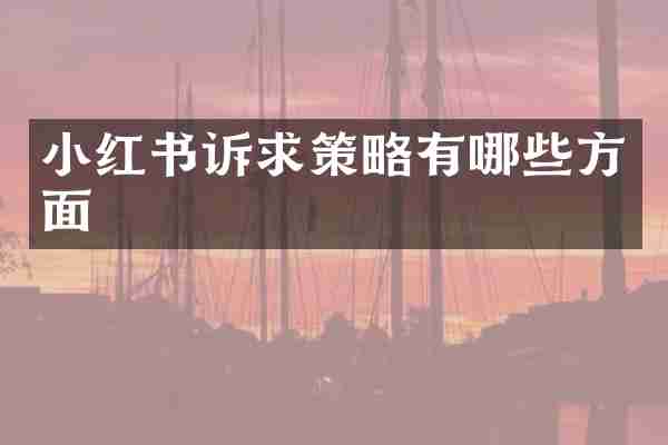 小红书诉求策略有哪些方面