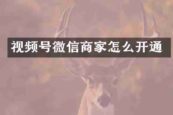 视频号微信商家怎么开通