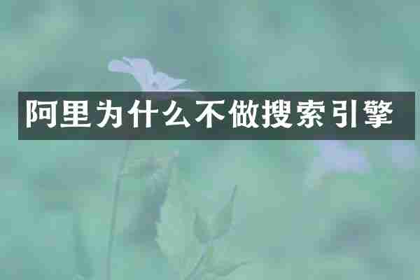 阿里为什么不做搜索引擎