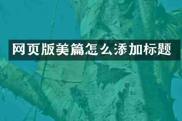 网页版美篇怎么添加标题