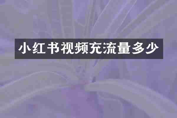 小红书视频充流量多少