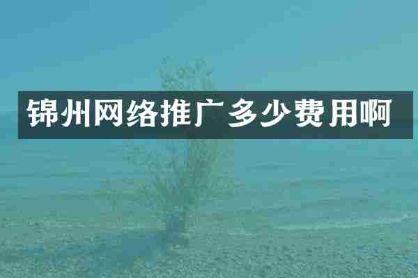 锦州网络推广多少费用啊