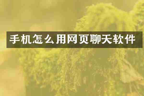 手机怎么用网页聊天软件