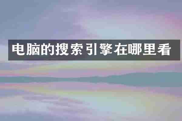 电脑的搜索引擎在哪里看