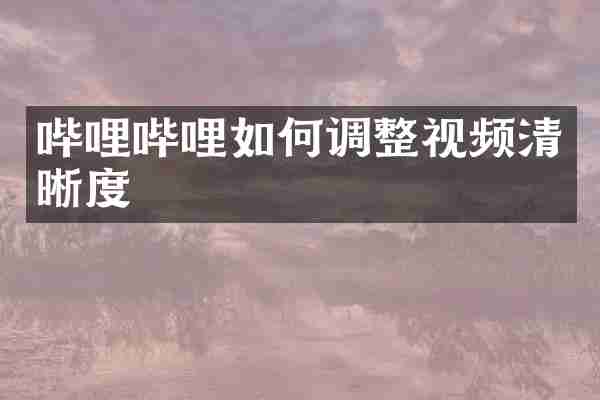 哔哩哔哩如何调整视频清晰度